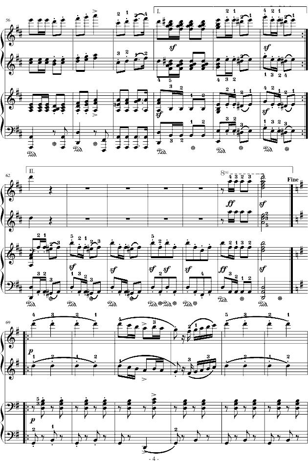 军队进行曲（四手联弹）钢琴曲谱（图4）