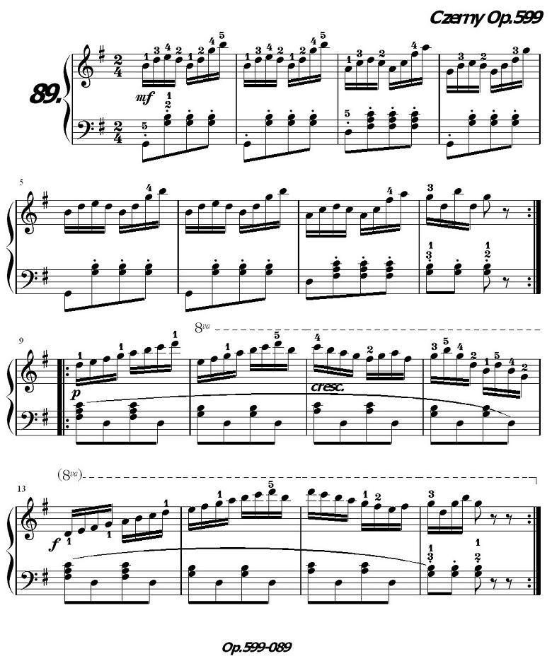 《车尔尼练习曲》OP.599之081-090钢琴曲谱（图9）