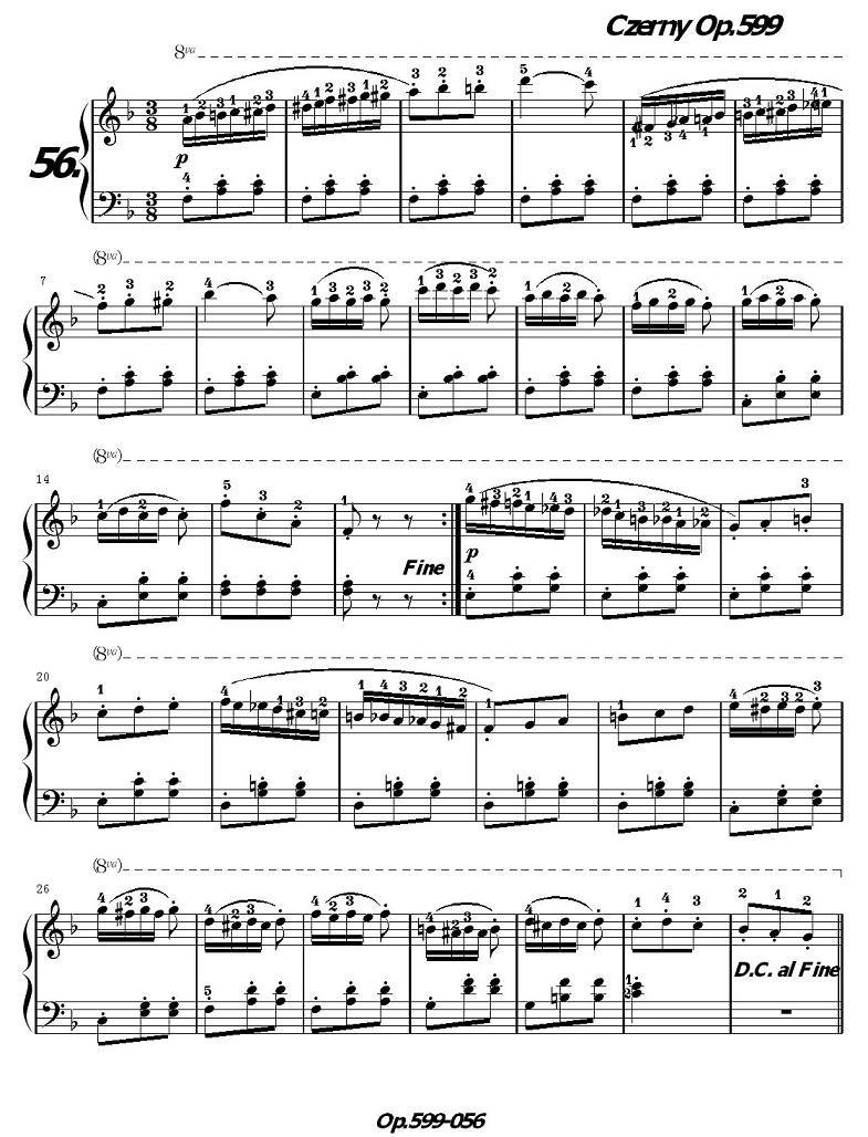 《车尔尼练习曲》OP.599之051-060钢琴曲谱（图6）