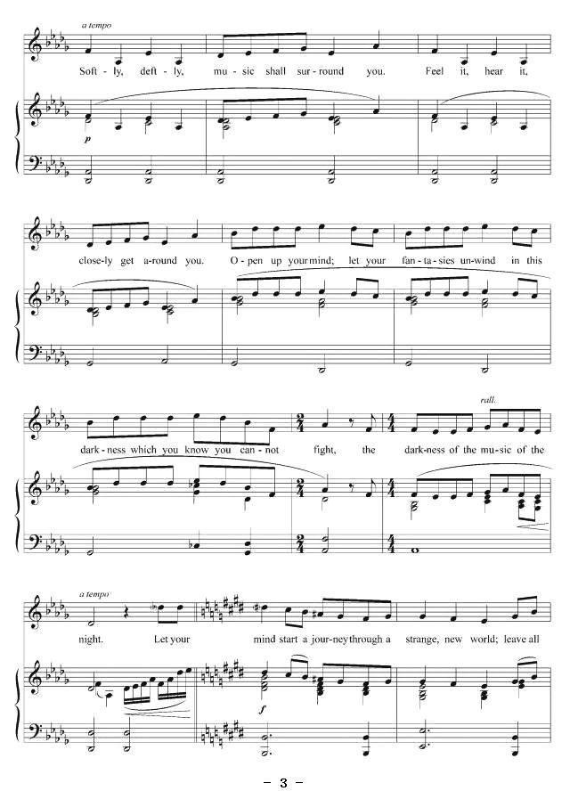夜之歌（正谱 [美]）钢琴曲谱（图3）
