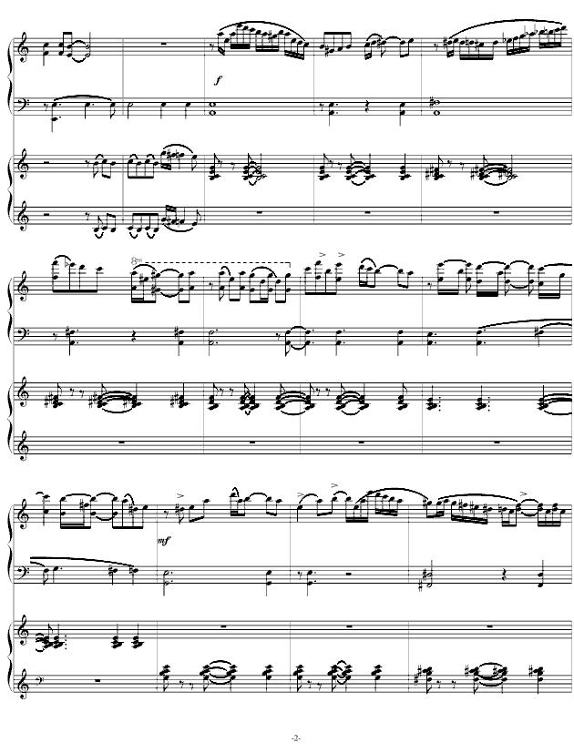 自由探戈（四手联弹）钢琴曲谱（图2）