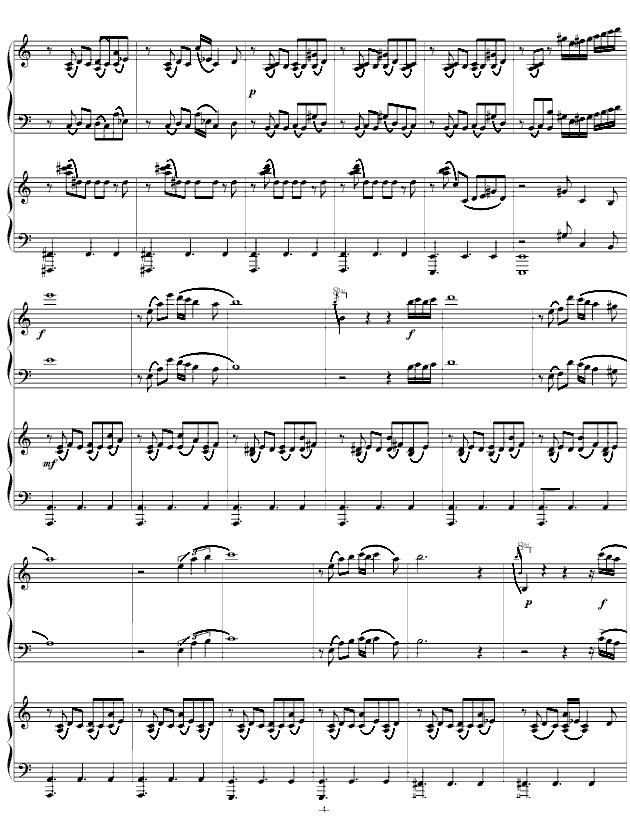 自由探戈（四手联弹）钢琴曲谱（图4）