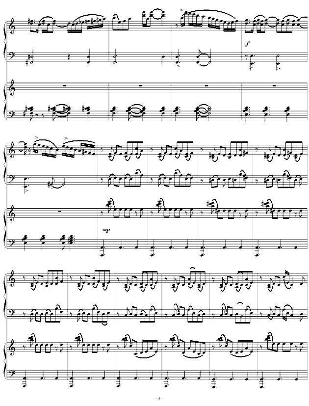 自由探戈（四手联弹）钢琴曲谱（图3）