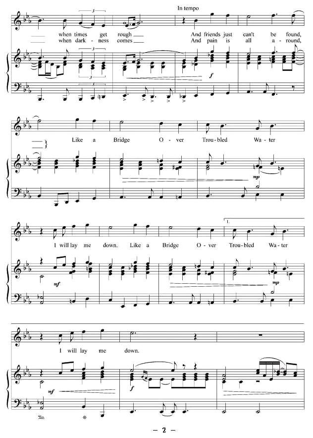 浊水桥（正谱 [美]）钢琴曲谱（图2）