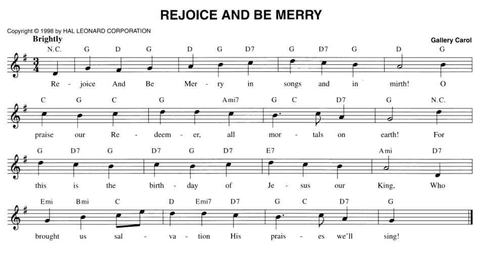 REJOICE AND BE MERRY（五线谱）钢琴曲谱（图1）