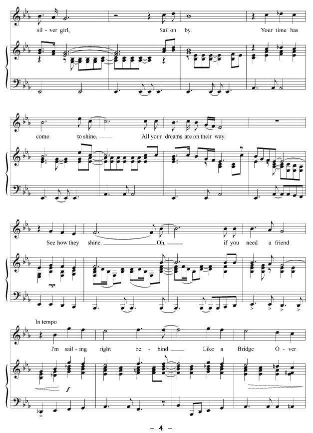 浊水桥（正谱 [美]）钢琴曲谱（图4）