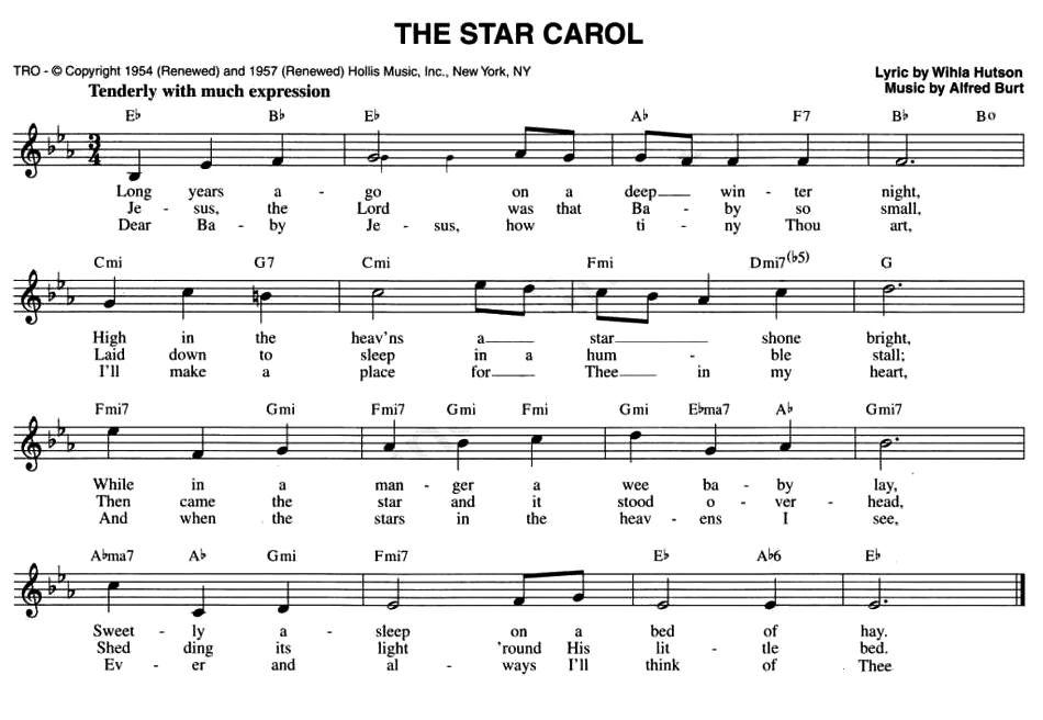 THE STAR CAROL（五线谱）钢琴曲谱（图1）