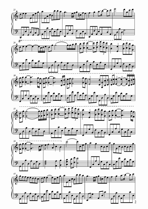 Kiss the rian简化版B钢琴曲谱（图1）