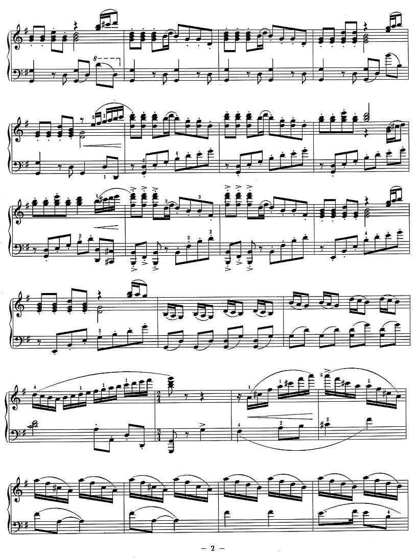 舞剧《红色娘子军》选曲：快乐的女战士钢琴曲谱（图2）