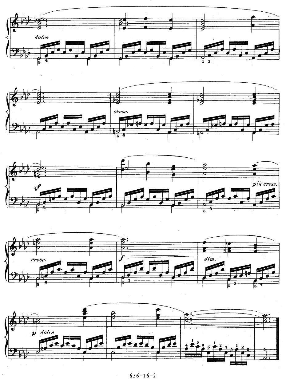 《车尔尼钢琴手指灵巧初步练习曲》OP.636-16钢琴曲谱（图2）