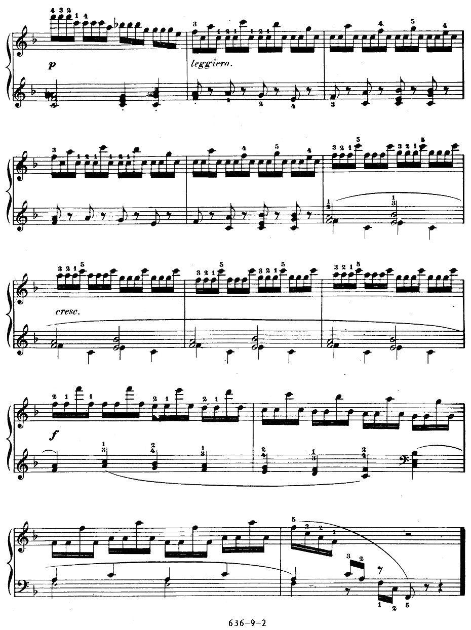 《车尔尼钢琴手指灵巧初步练习曲》OP.636-9钢琴曲谱（图2）