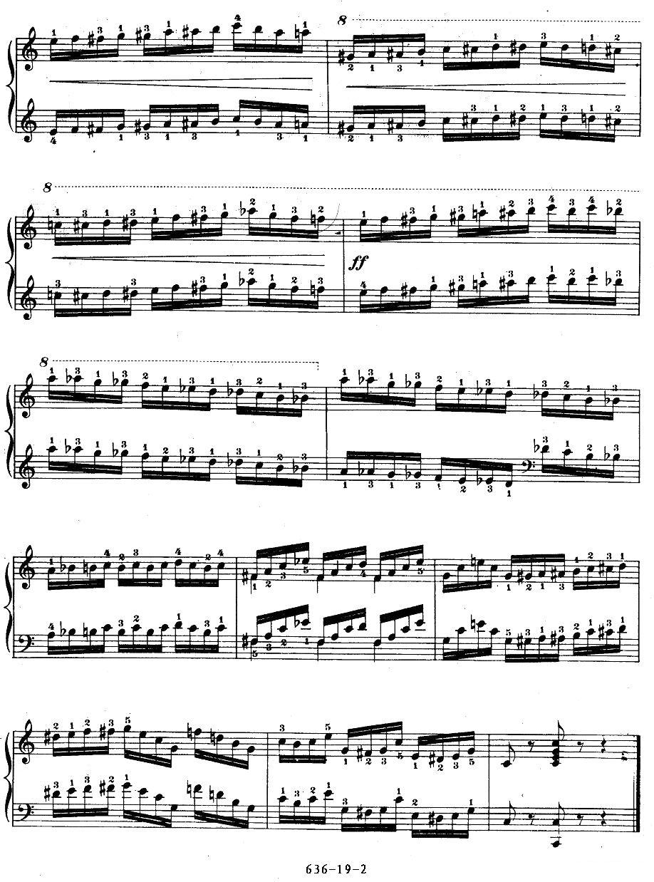 《车尔尼钢琴手指灵巧初步练习曲》OP.636-19钢琴曲谱（图2）