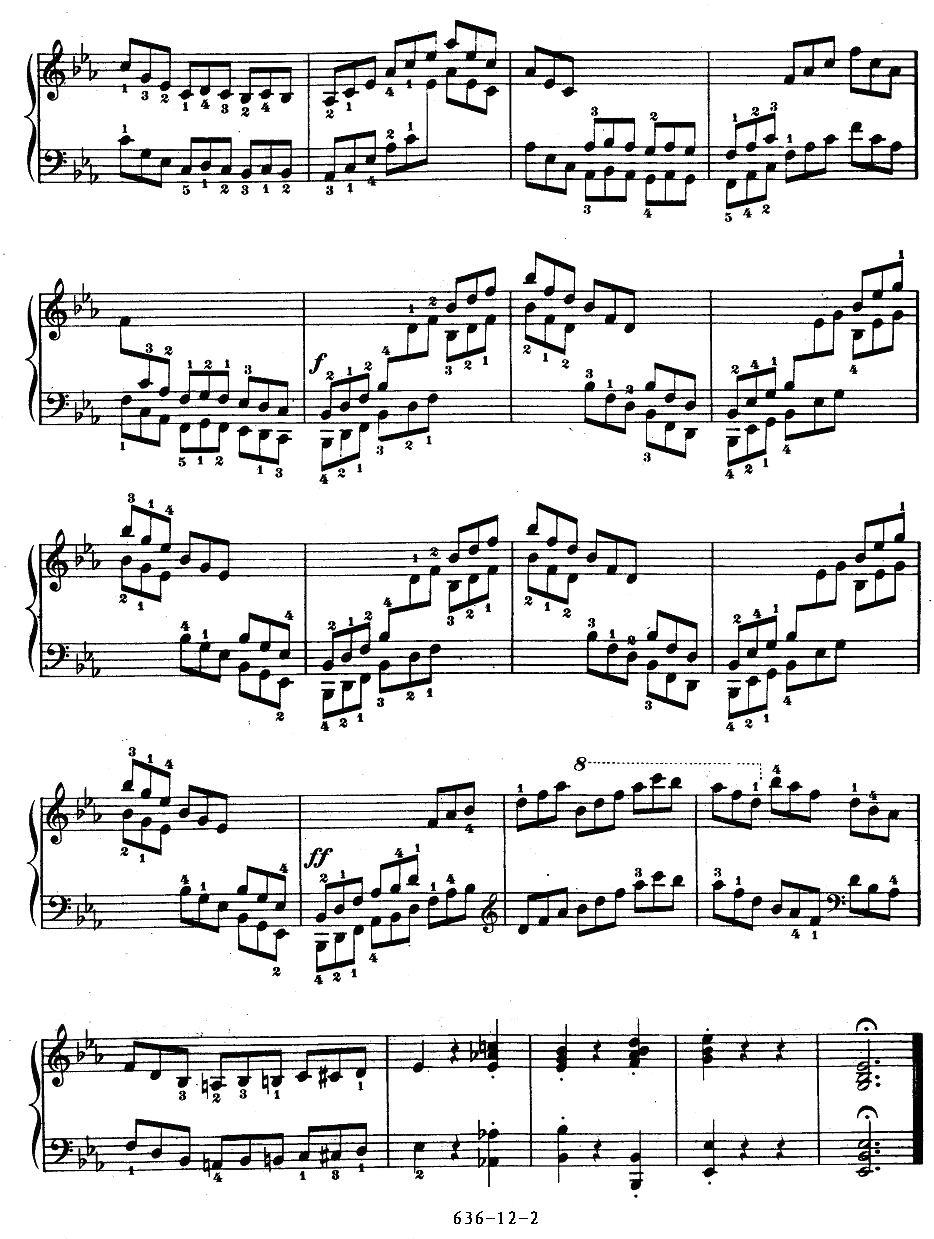 《车尔尼钢琴手指灵巧初步练习曲》OP.636-12钢琴曲谱（图2）