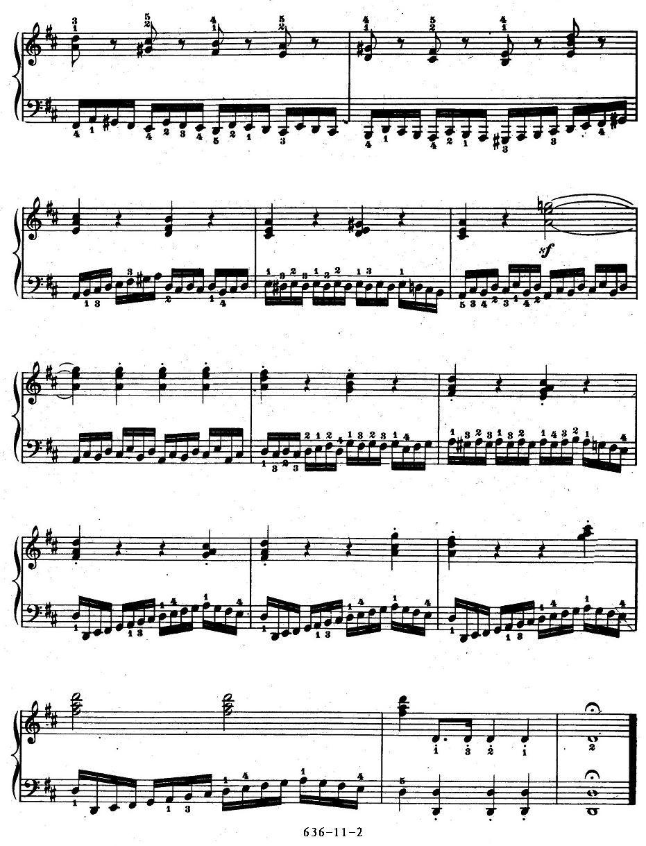 《车尔尼钢琴手指灵巧初步练习曲》OP.636-11钢琴曲谱（图2）