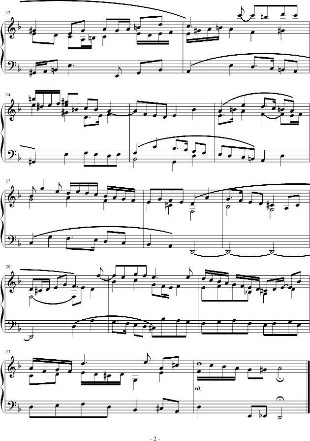 小赋格曲II钢琴曲谱（图2）