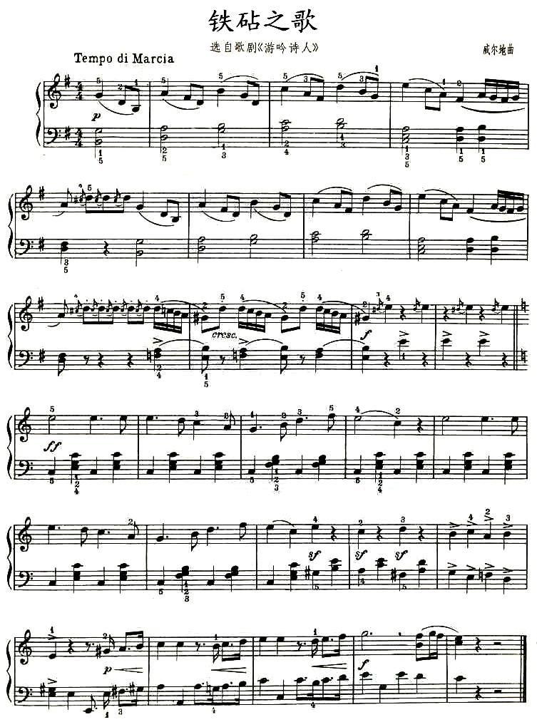 铁砧之歌钢琴曲谱（图1）