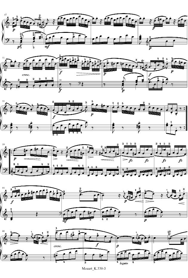 莫扎特C大调第十钢琴奏鸣曲钢琴曲谱（图3）