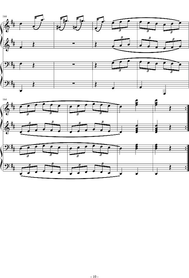 D大调四手联弹钢琴奏鸣曲第三乐章钢琴曲谱（图10）