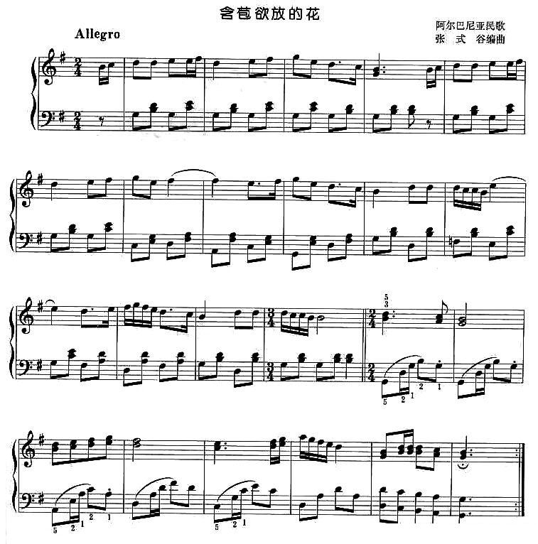 含苞欲放的花钢琴曲谱（图1）