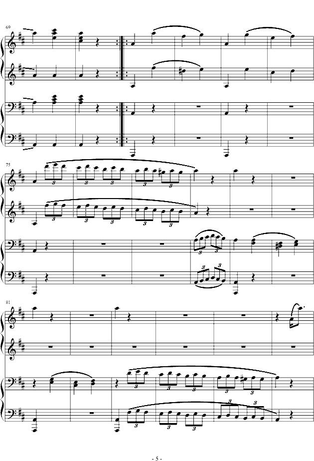 D大调四手联弹钢琴奏鸣曲第三乐章钢琴曲谱（图5）
