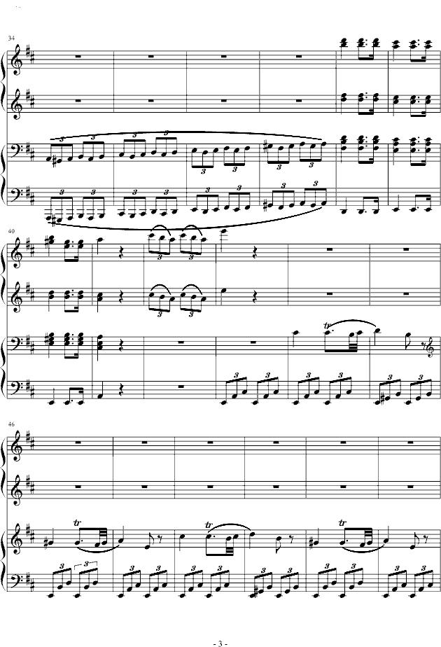 D大调四手联弹钢琴奏鸣曲第三乐章钢琴曲谱（图3）