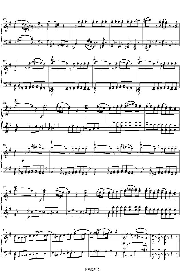G大调弦乐小夜曲钢琴曲谱（图2）