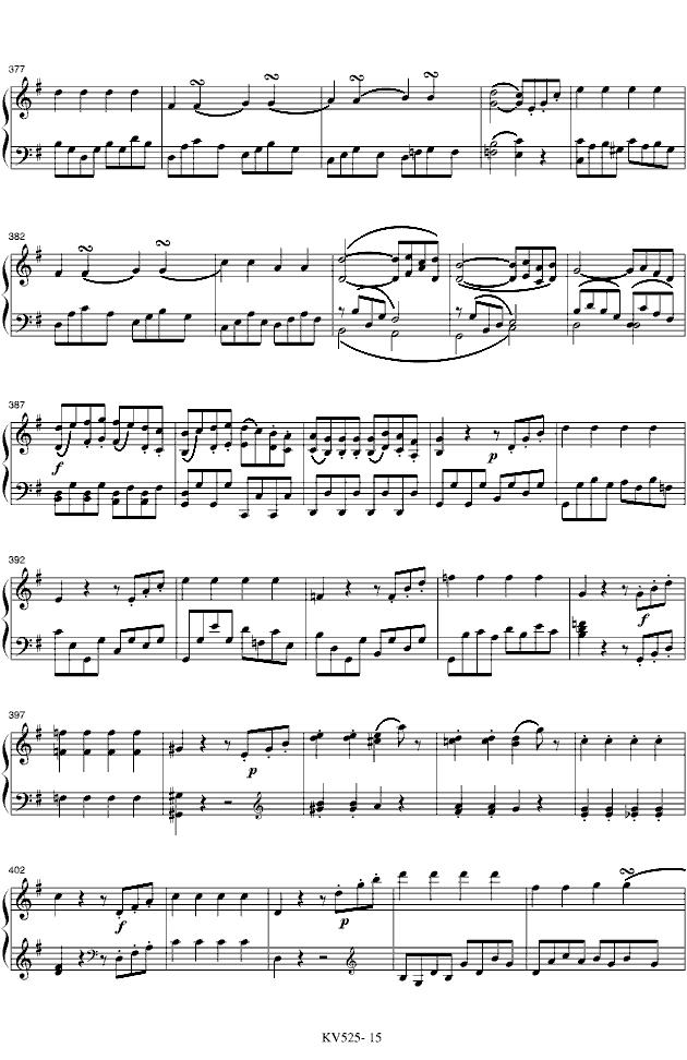 G大调弦乐小夜曲钢琴曲谱（图15）