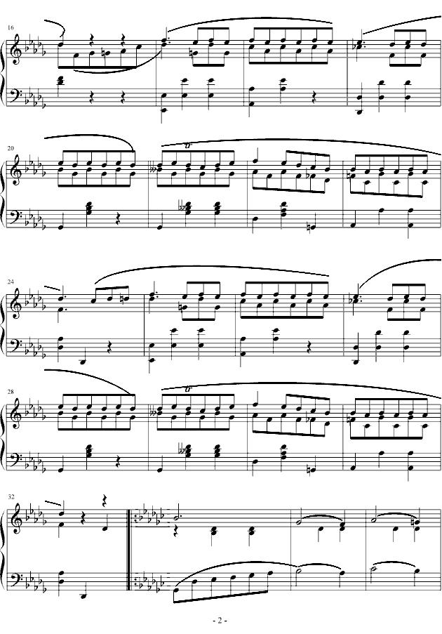 降D大调圆舞曲钢琴曲谱（图2）