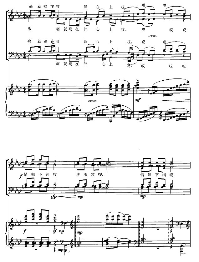 情姐下河洗衣裳（合唱谱）钢琴曲谱（图6）