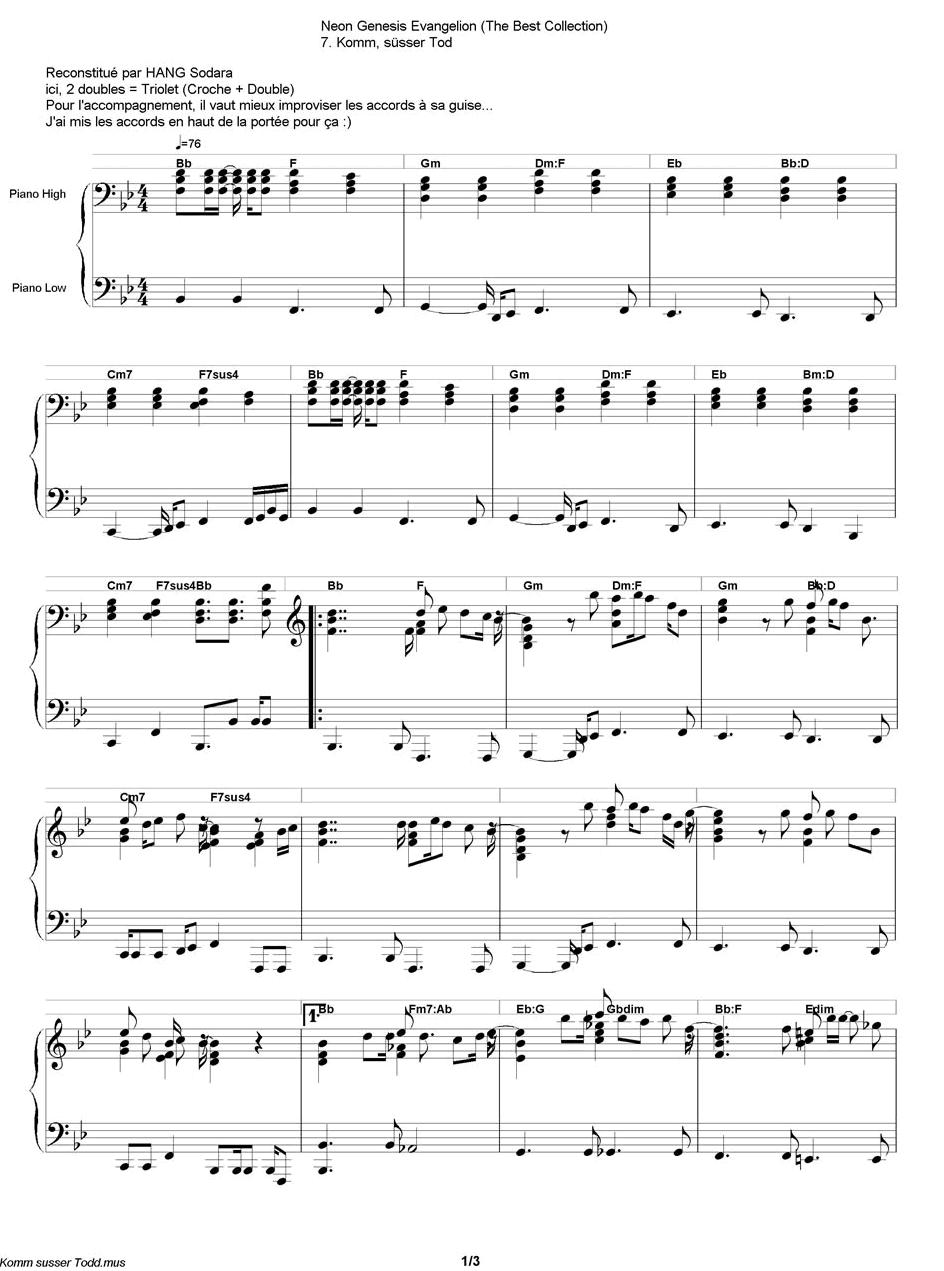 Neon Genesis Evangelion钢琴曲谱（图1）