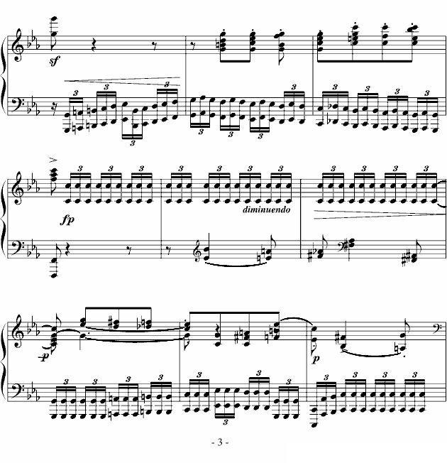 八度练习曲（十级类技巧性练习曲）钢琴曲谱（图3）