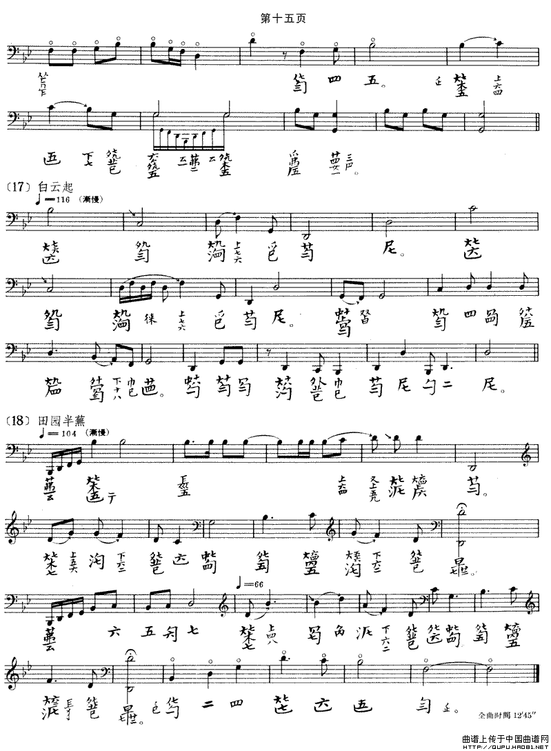 大胡笳（古琴谱 五线谱+减字谱）钢琴曲谱（图8）