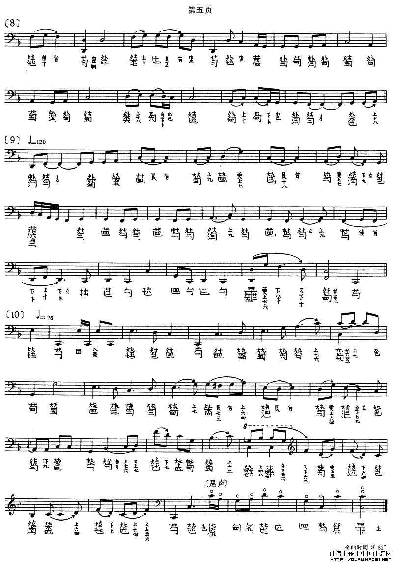 风雷引（管平湖演奏版、古琴谱、五线谱+减字谱）钢琴曲谱（图3）