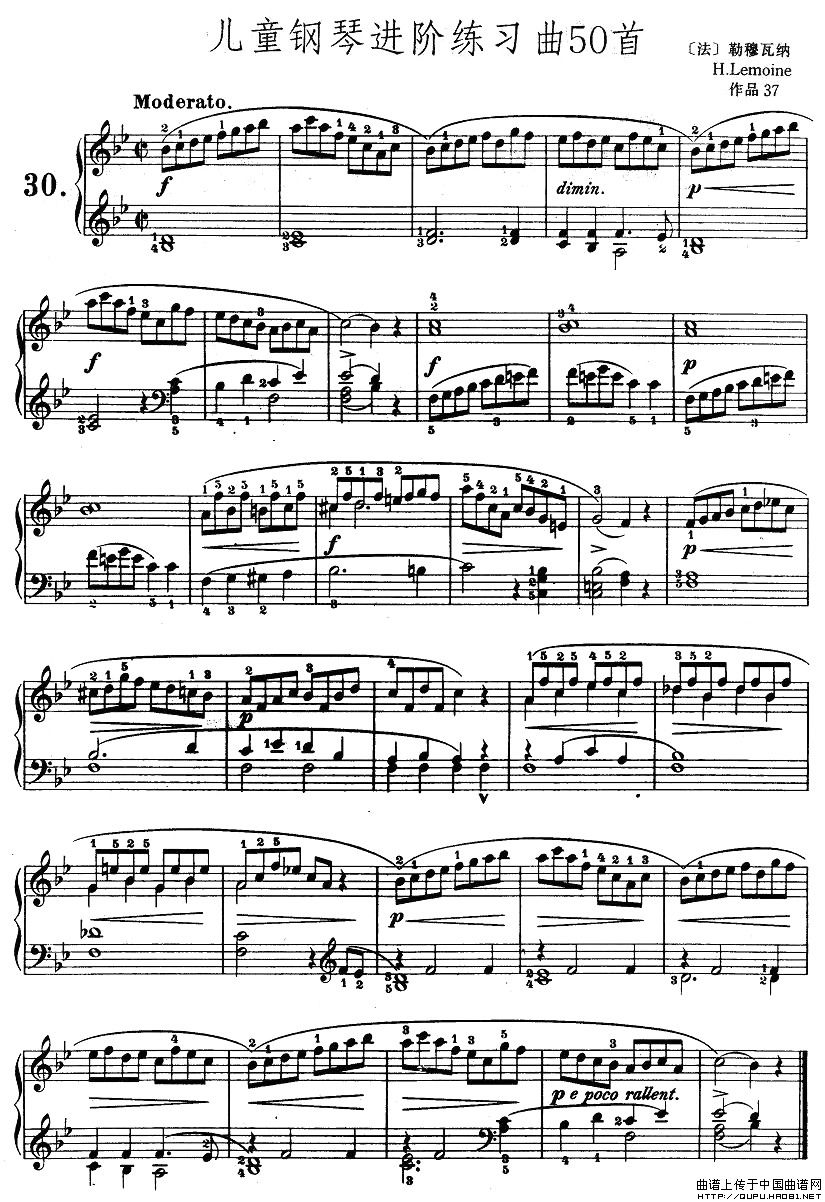 儿童钢琴进阶练习曲50首之30钢琴曲谱（图1）