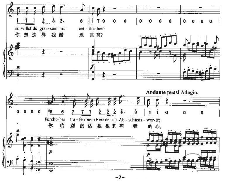 Ha，Treuloser（嘿，负心人）（中外文对照、正谱+简谱）钢琴曲谱（图2）
