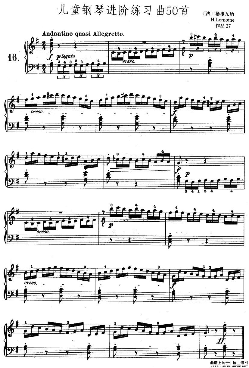 儿童钢琴进阶练习曲50首之15钢琴曲谱（图1）