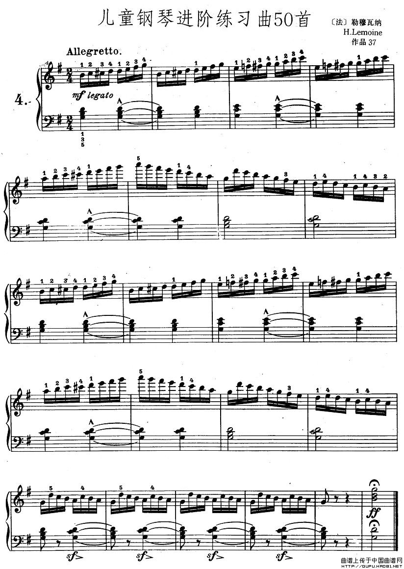儿童钢琴进阶练习曲50首之4钢琴曲谱（图1）