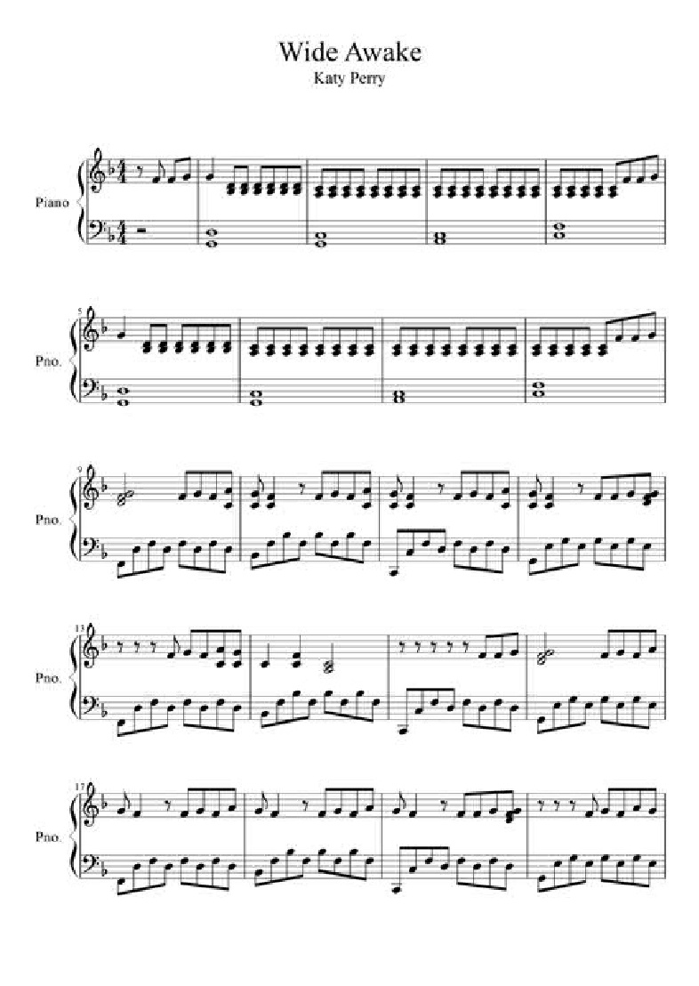 Wide Awake钢琴曲谱（图1）