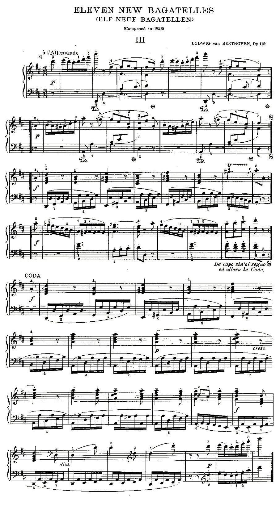 贝多芬钢琴小品Op.119 之三钢琴曲谱（图1）