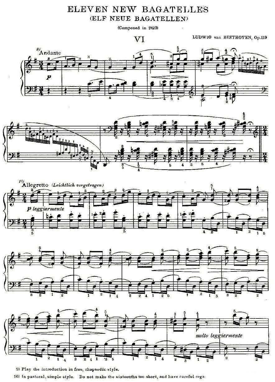 贝多芬钢琴小品Op.119 之六钢琴曲谱（图1）