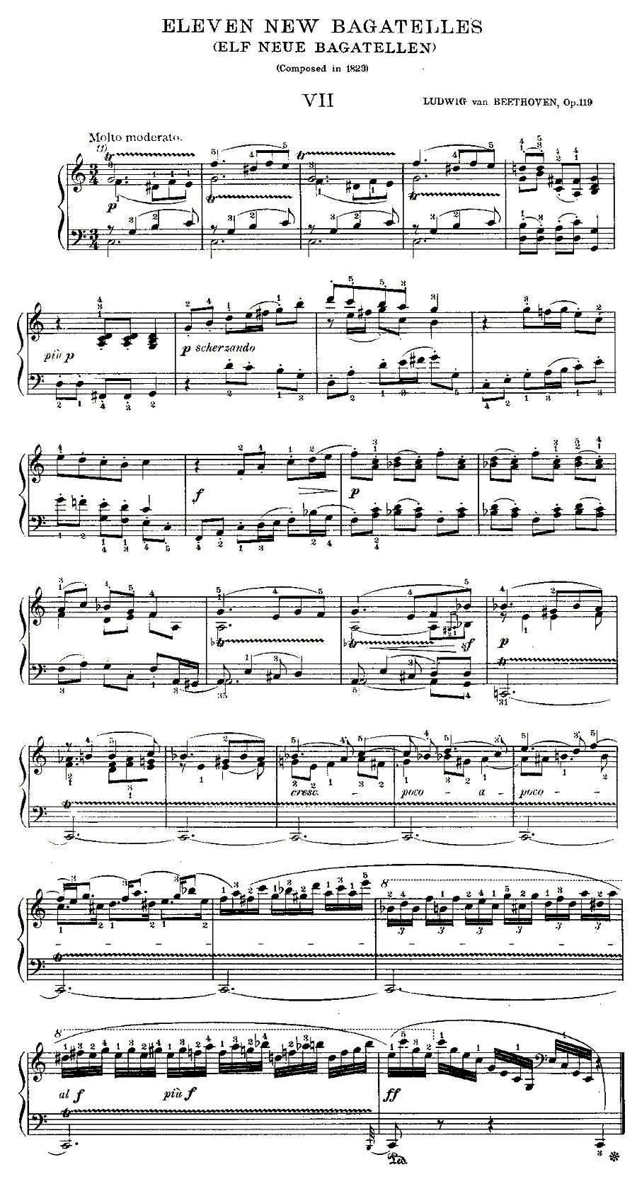 贝多芬钢琴小品Op.119 之七钢琴曲谱（图1）