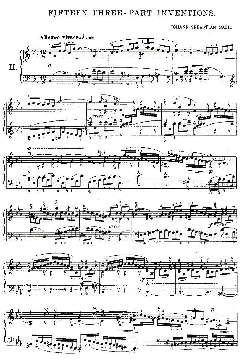 FIFTEEN THREE-PART INVETIONS之二（15首3部创意曲之二）钢琴曲谱（图1）