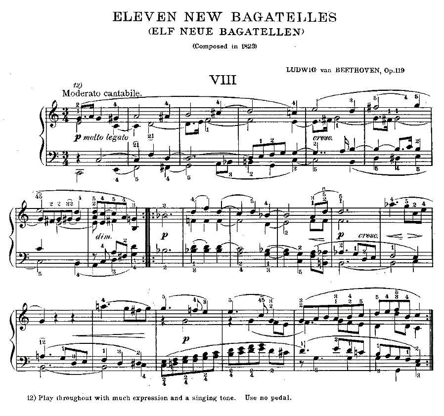 贝多芬钢琴小品Op.119 之八钢琴曲谱（图1）
