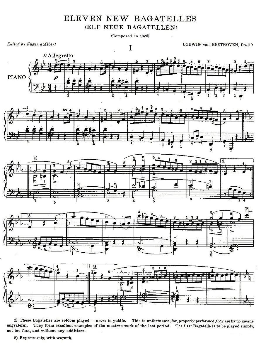 贝多芬钢琴小品Op.119 之一钢琴曲谱（图1）