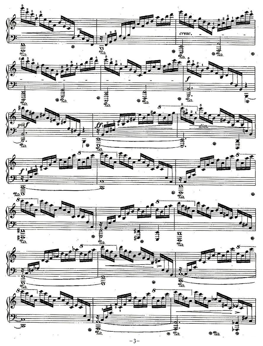 肖邦钢琴练习曲，Op.10之一钢琴曲谱（图3）