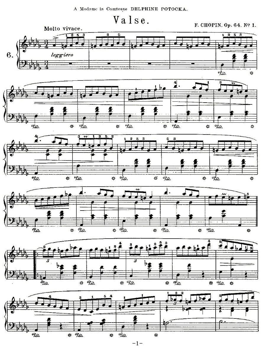 valse，Op.64, No.1钢琴曲谱（图1）