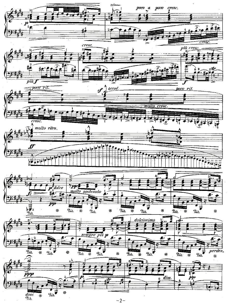 肖邦钢琴练习曲，Op.25之七钢琴曲谱（图2）