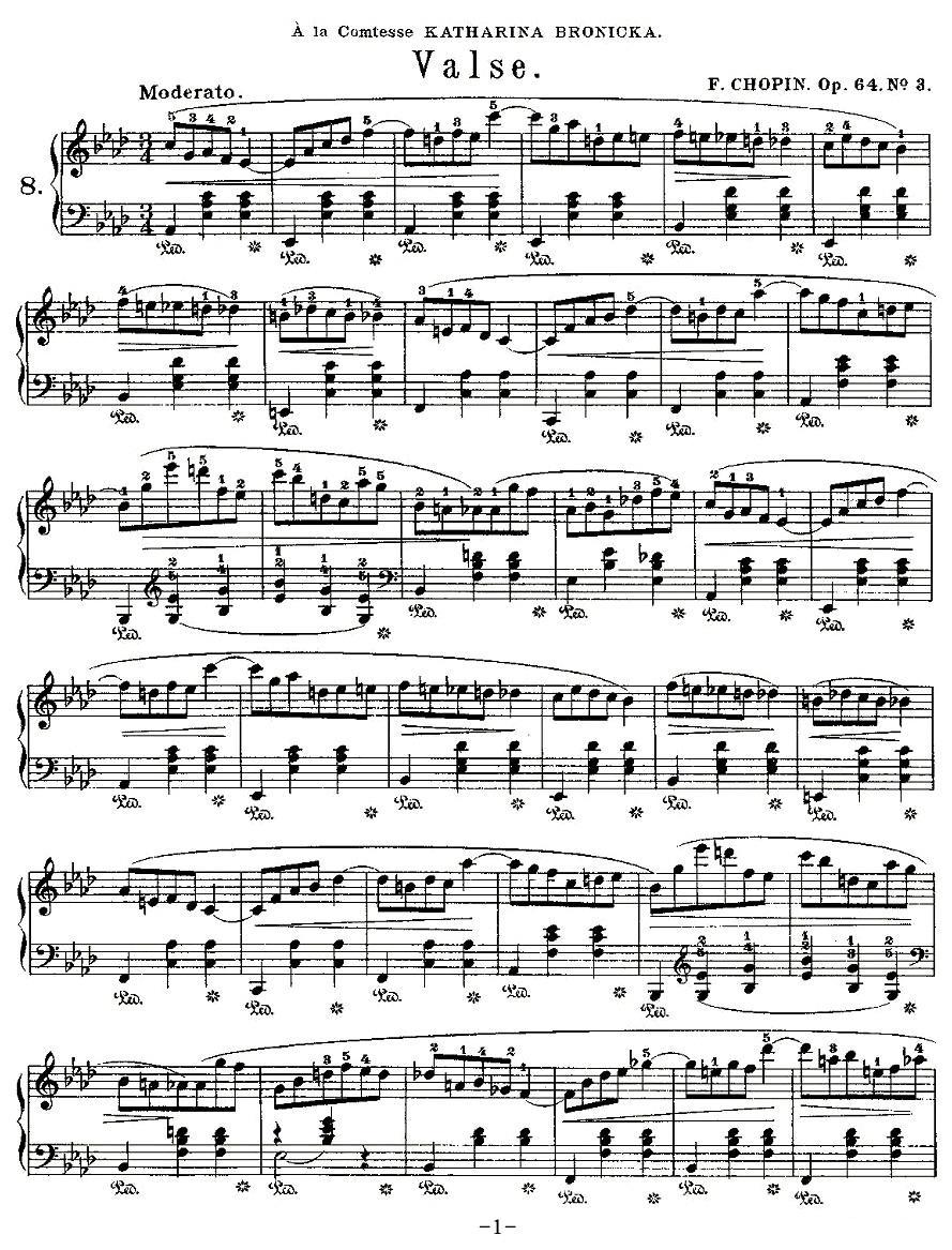 valse，Op.64, No.3钢琴曲谱（图1）