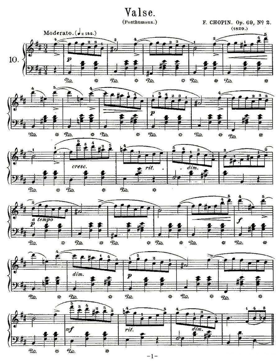 valse，Op.69, No.2钢琴曲谱（图1）