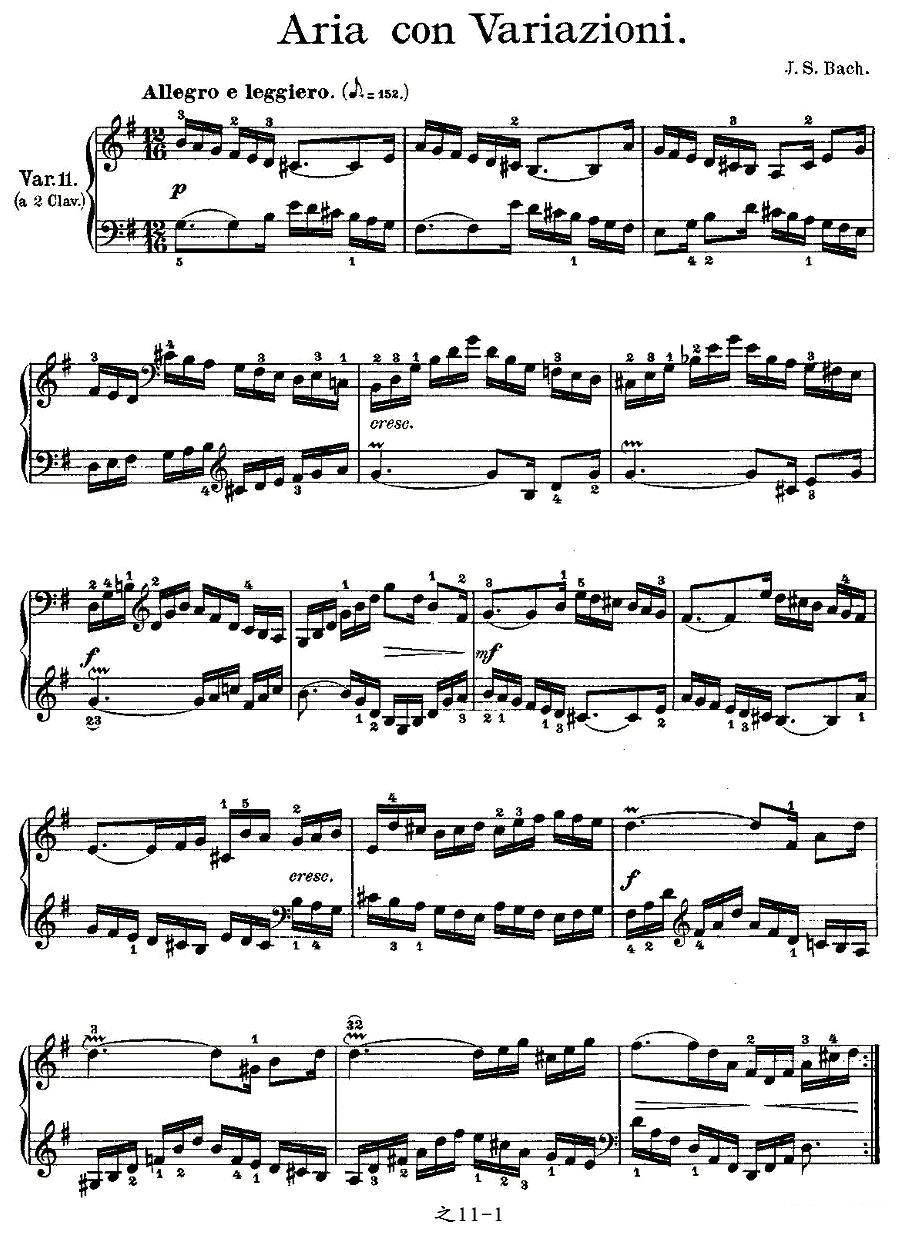 Aria con Variazioni 之11钢琴曲谱（图1）